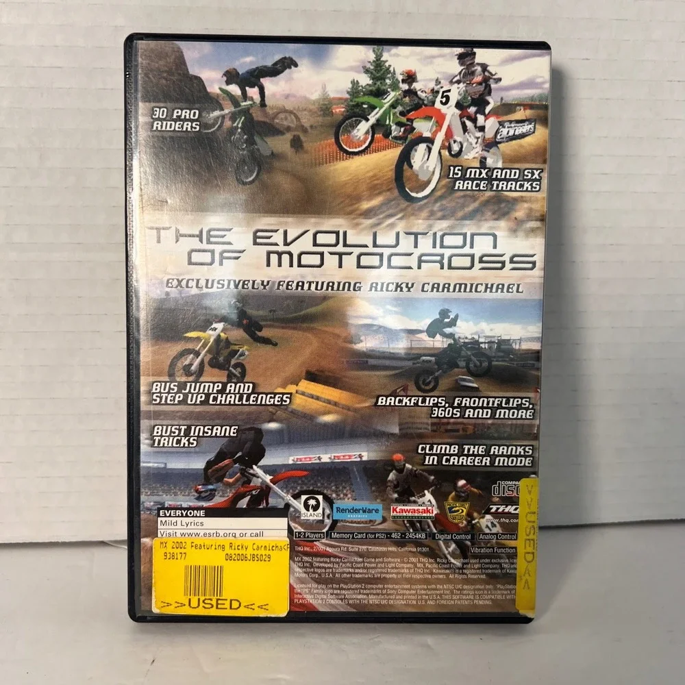 MX 2002 Featuring Ricky‎ Carmichael Sony PlayStation 2 PS2 Racing Game THQ 2001